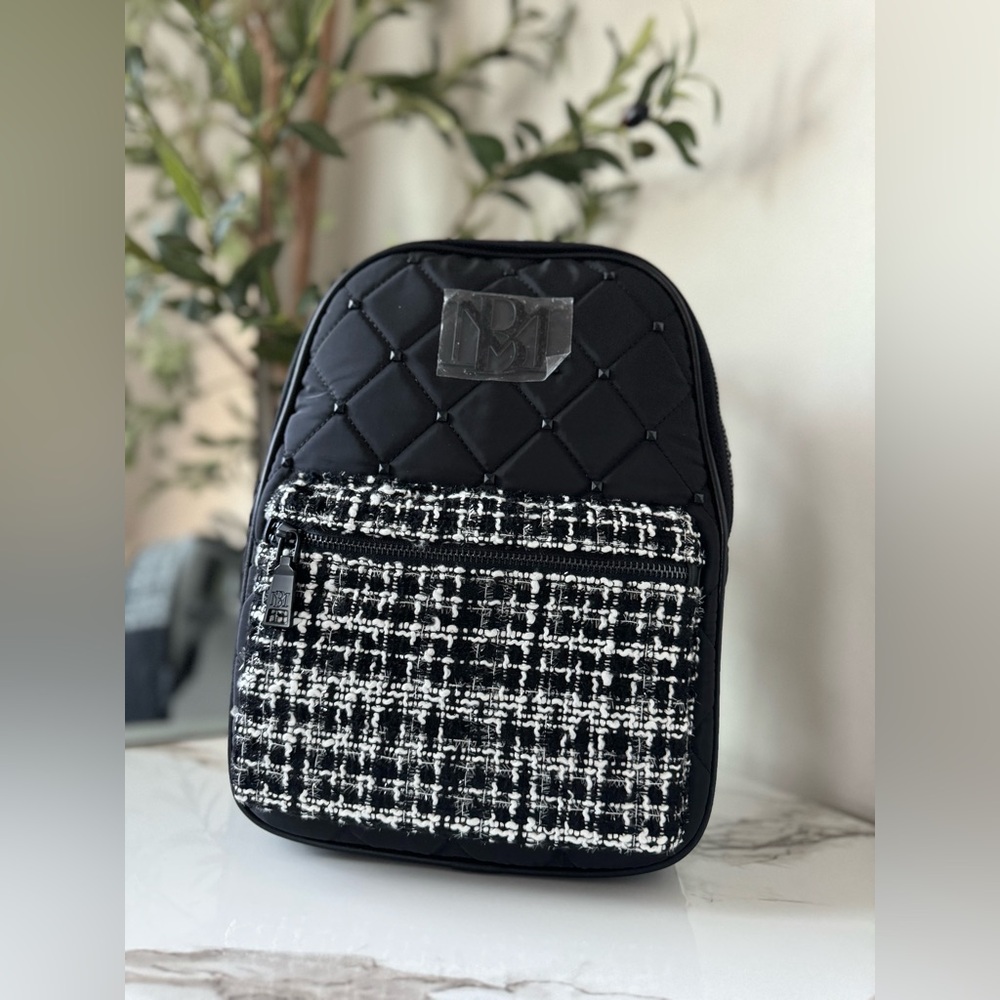 Badgley Mischka Diamond-Quilted Nylon Backpack NWT